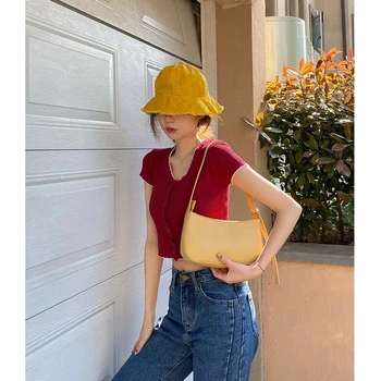 

High quality women's bag 2020 summer new fashion simple shoulder bag brand designer underarm bag women's handbag baguette bag