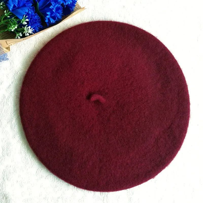 2019 New Winter Women Hat Female Wool Beret Cotton Blend Cap 13 Color Woman Hats Caps Black White Gray pink Berets | Аксессуары для