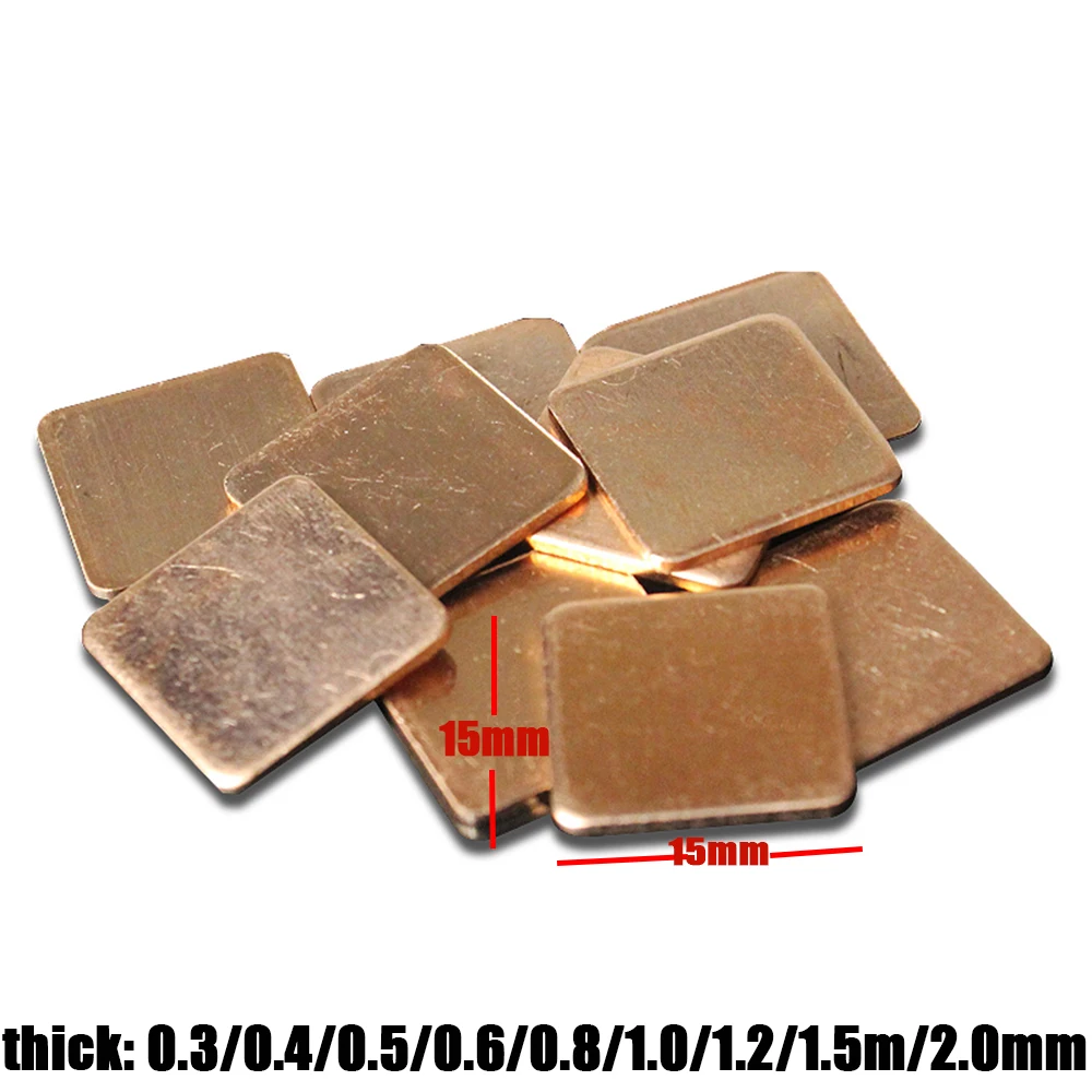 

15*15mm Thermal Pad Barrier Pure Copper Heatsink Shim for Laptop Plate 0.3mm-2.0mm Computer Graphics Card Heat Sink Cooling Pad