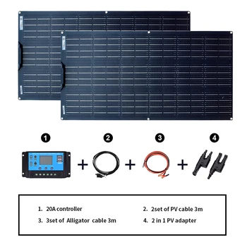 

200W Solar Panel kit 12v foldable panel with controller module 2pcs 100w for RV home caravans battery waterproof