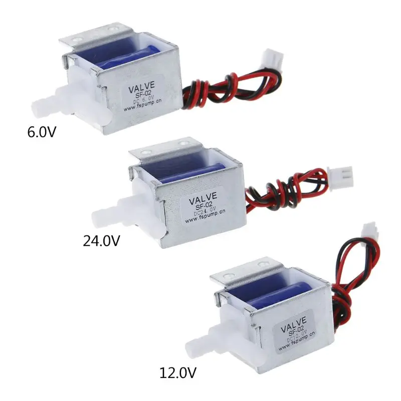 Микро электрический Соленоидный клапан N/C нормально закрытый 6V 12V 24V провода Газа