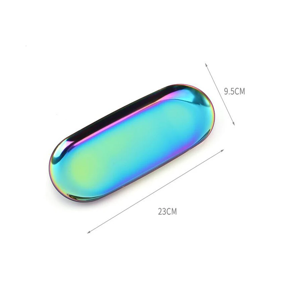 Colorful 1pc Модный цветной металлический лоток для хранения золота овальное сердце фрукты тарелка маленькие предметы ювелирных изделий дисплей лоток зеркало - Цвет: Colorful 1pc