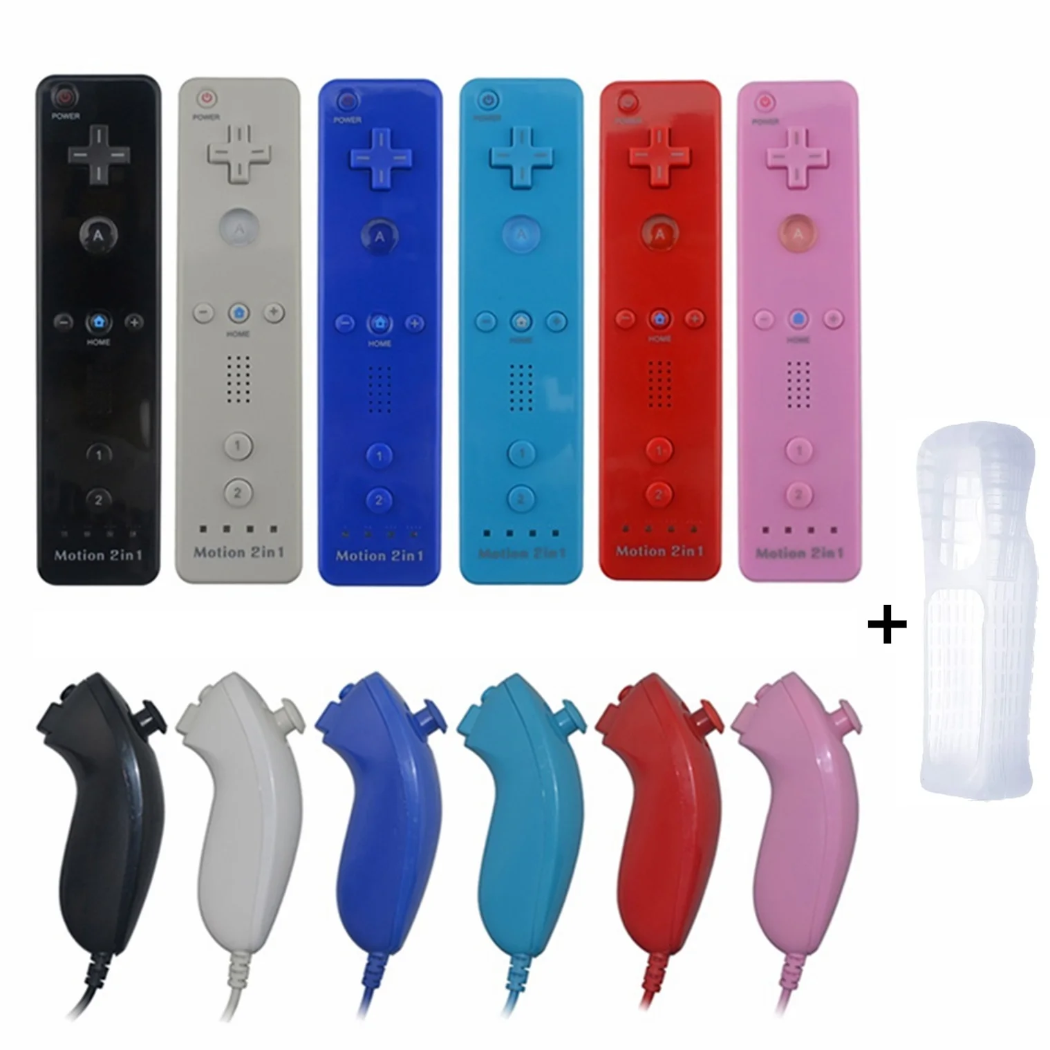 Pour Nintend Wii 2 en 1 ensemble sans fil Bluetooth Joystick télécommande SYNC Gamepad main gauche/Nunchuck en option Motion Plus