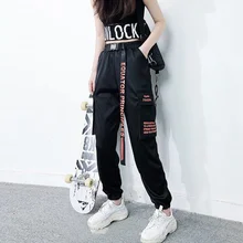 

Big Pockets Cargo Pants Women Joggers Elastic High Waist Loose Streetwear Letter Hip Hop Pants Oversize Baggy Tactical Trouser