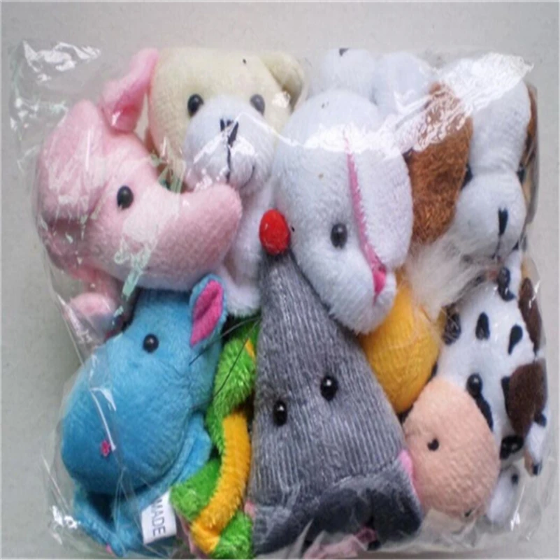 Новые смешанные Мультяшные животные пальчиковые игрушки из плюша игрушки Детские куклы лягушка, собака, утка, рабит, корова, мыши, панда Медведь 10 шт./партия