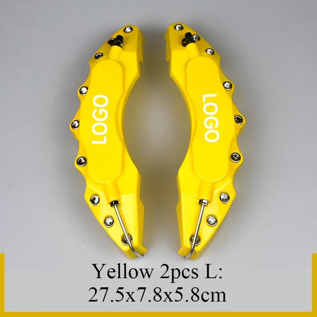 2Pcs S/M/L ABS Car 3D Disc Brake Caliper Covers Sticker For Toyota CROWN COROLLA COASTER LAND CRUISER PRADO REIZ  Accessories 2Pcs L Size Yellow