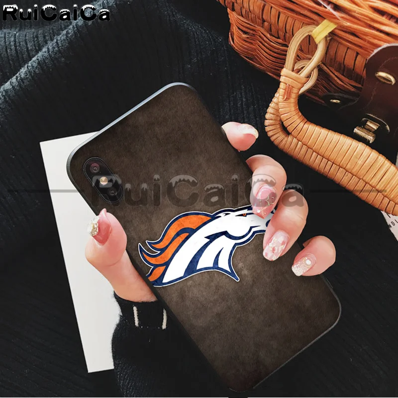 RuiCaiCa Denver Broncos Smart Cover черный мягкий чехол для iPhone X XS MAX 6 6S 7 7plus 8 8Plus 5 5S XR 11 11pro