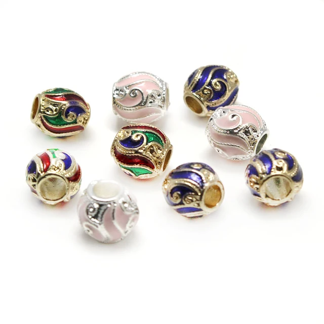 5pcs Cloisonne Enamel Round Loose Bead Handmade DIY Jewelry Making Findings  Filigree Spacer beads Earrings Bracelet Accessories - AliExpress