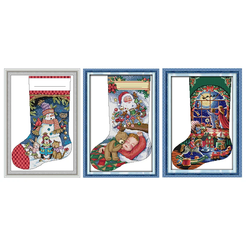 Pocket Christmas Stocking Ornaments - Counted Cross Stitch Kit