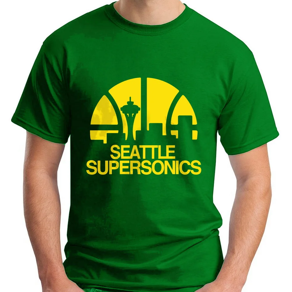 New SEATTLE SUPERSONICS Basketball Club Men's Green T-Shirt Size S-5XL Cotton Tee Shirt Fashion Classic Style |
