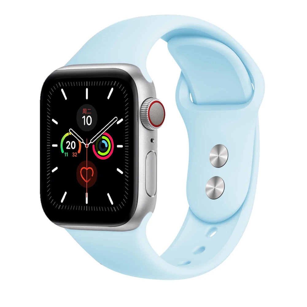 Sky blue Спортивный силиконовый ремешок для apple iwatch серии 5/4/3/2/1, сменный ремешок для наручных часов, ремешок для apple watch 42mm 44 мм, 38 мм, 40 мм - Цвет ремешка: Sky blue