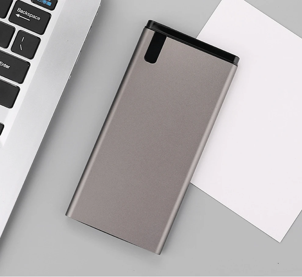 Vogek тонкий 10000 мА/ч, Мощность банк USB Портативный зарядки Мощность Дополнительный внешний аккумулятор с светодиодный Дисплей внешний Батарея для Xiaomi - Цвет: Gray