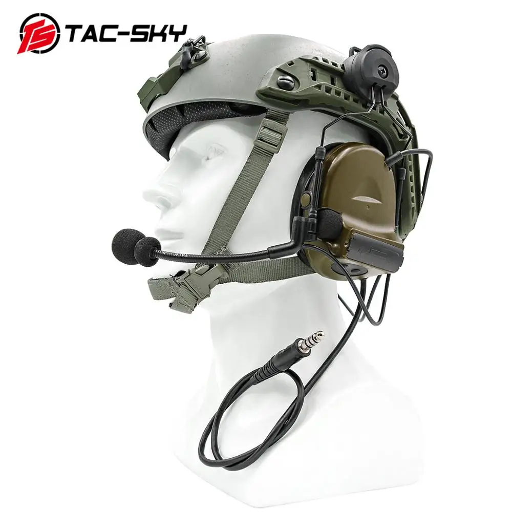 TS TAC-SKY Tactical Headset COMTAC II Electronic Earmuffs ARC Rail Helmet Bracket C2 Shooting Headphones