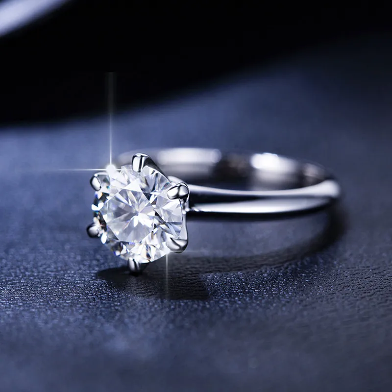 Элегантный 0,5-2.0ct D цветной Муассанит 18 к Настоящее Белое золото обручальные кольца для женщин невесты подруги алмаз тест прошел