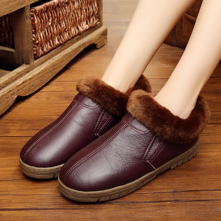 

LOTORY-Layer Leather Bag with Household Men's Women's Winter Anti-slip Warm Cotton-padded Shoes Zhejiang Province Couples Plush