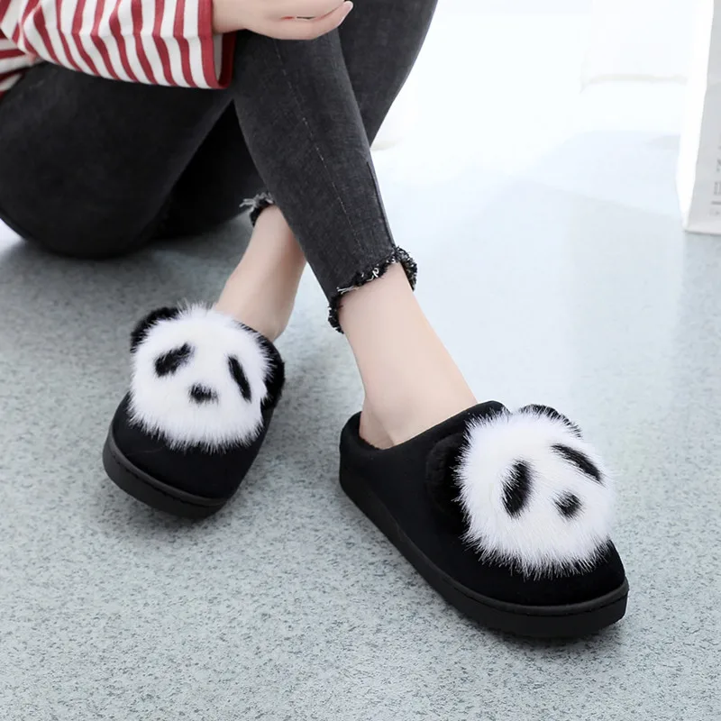 

Panda Slippers Plush Cute Women Slippers Cartoon Animation Non-Slip On Warm Plush Slippers Ladies Indoor Home Slippers Shoes