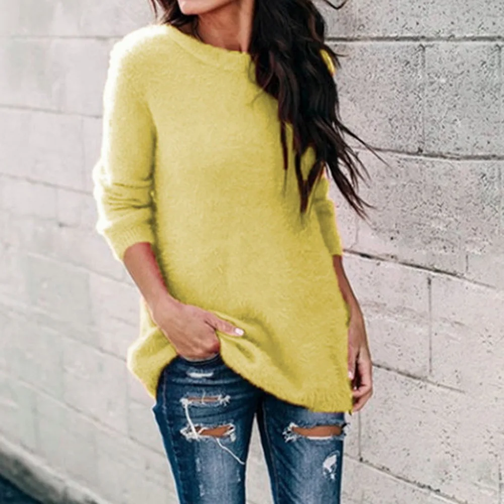 

New Fashion O-neck Sweater Autumn Winter Sweater Women 2020 Women Long Sleeve Warm Knitted Sweater Pullover Female Jumper