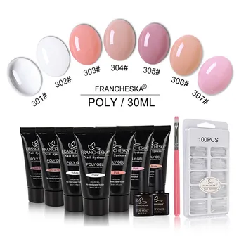 

30ML Poly Gel Lasting False Nails Liquid Nail Brush Pusher Base Coat Top Coat Nail Extension False Nails Manicure Brush Set