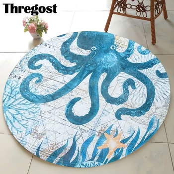 

Thregost Round Floor Mats Floor Protection Area Rug Computer Chair Mat Anti-Slip Modern 3D Printed Living Parlor Bedroom Carpet