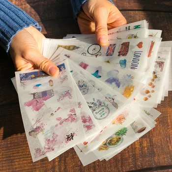 

6 Sheets European Style Travel Diary Paper Sticker Decoration Diary Scrapbooking Label Sticker Kawaii Korean Stationaries Stick