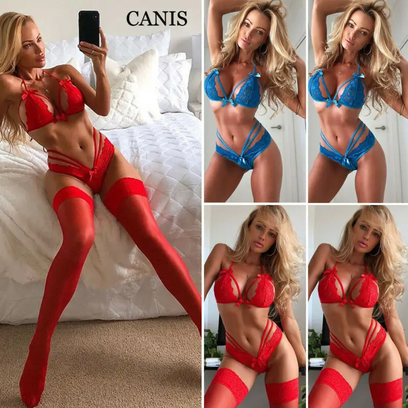 

US Womens Lace Sleepwear Sexy Babydoll Nightdress Lingerie Pajamas Nightwear Set