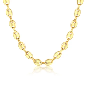 

Hip Hop Pig Nose Chain Necklace 24K Gold Color Stainless Steel Coffee Bean Iced Out Choker Link Necklaces Charm Jewelry Gift
