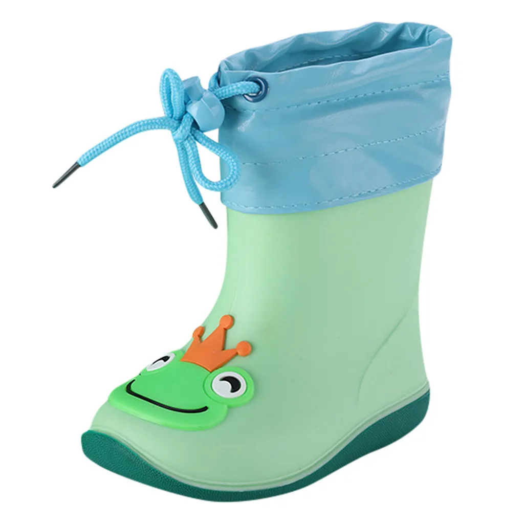 Непромокаемые сапоги; детские резиновые ботинки для девочек; Водонепроницаемая Обувь для маленьких мальчиков; нескользящие теплые резиновые сапоги для малышей; съемные; 16 - Цвет: GN