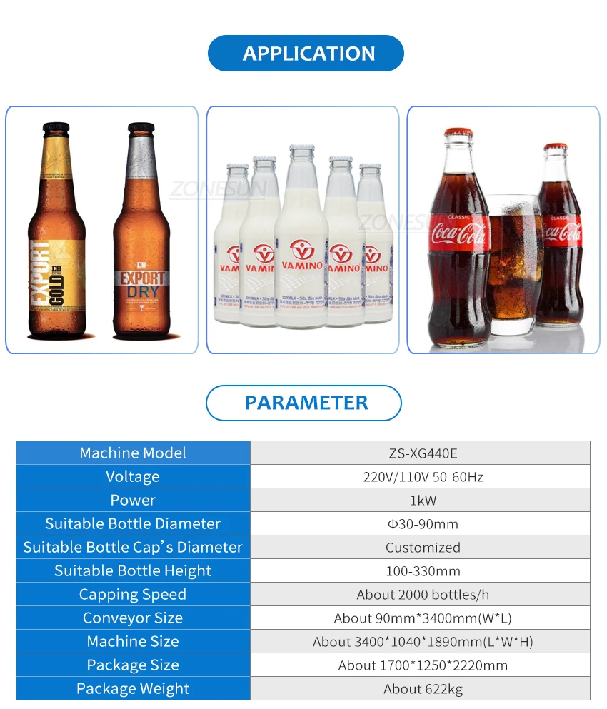 ZONESUN ZS-XG440E Automatic Beer Bottle Crown Cap Capping Machine with Cap Feeder