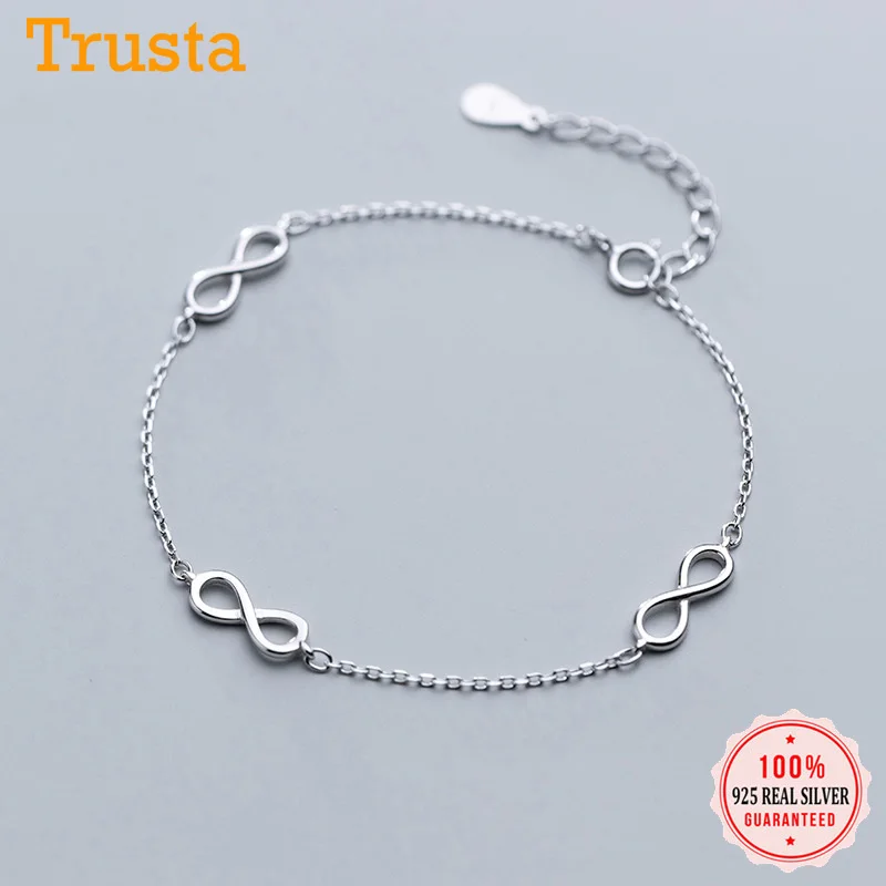 Trusta,,, 925, твердая цепочка из настоящего серебра и золота, браслеты 16 см для подростков, Женские аксессуары для рук, ювелирные изделия DS1090
