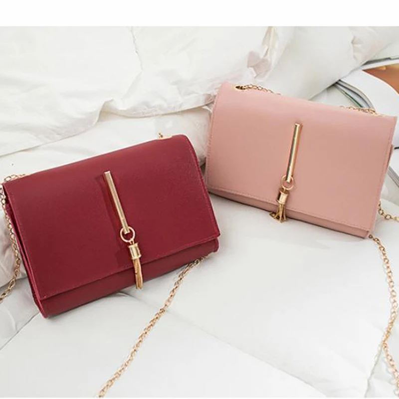 Mini Chain Bags Single Shoulder Small Square Bag European American Simple Tassel Pendant Shopping Diagonal Cross Package | Багаж и сумки