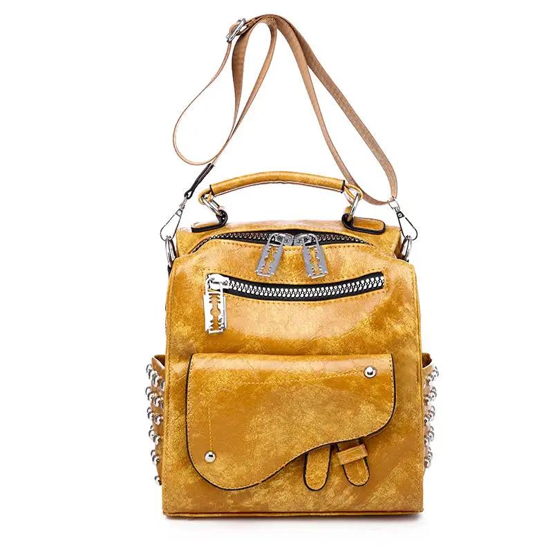 Дизайн заклепки женский кожаный рюкзак рюкзаки кошелек винтажная женская сумка маленький дорожный рюкзак леди мочила feminina