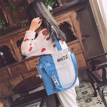 

Fashion Messenger Bag Art Canvas Bag for Women 2020 New Patch Letters Canvas Handbags Female Students School Casual Shoulder Bag