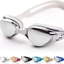 Стиль гальванические очки для плавания для взрослых Анти-Туман Водонепроницаемые мужские плавательные очки большие рамки силиконовые очки