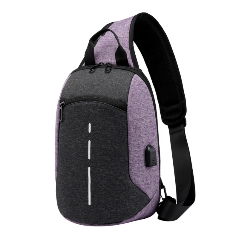 Purple Мужская сумка на одно плечо, вместительная сумка на плечо, Мужская водонепроницаемая сумка на лямках, сумка на грудь, новинка, сумка для альпинизма, сумки через плечо - Цвет: Purple