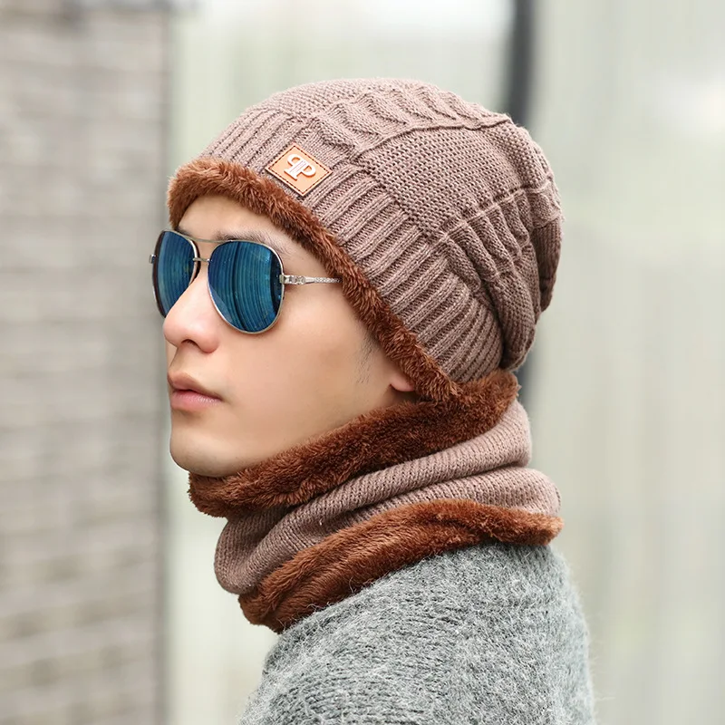 Korean Men's Headgear Winter Plush Warm Knitted Cap Autumn and Winter Outdoor Cycling Wool Cap New Type Cap
