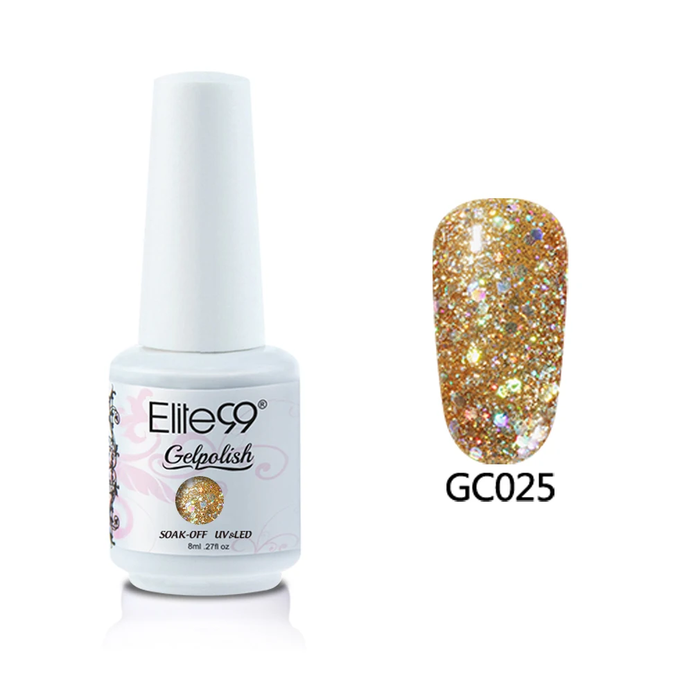 GC025 Elite99 8 мл бриллиантовый Гель-лак с блестками лак для Ногтей Сияющий Блеск УФ Гель-лак отмачиваемый лак для ногтей маникюр гель для ногтей - Цвет: GC025