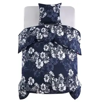 

Vidaxl PCs. Bedding Set flower pattern 135x200/80x80 cm Navy blue