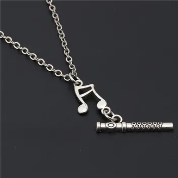 

1Pc Music Note And Flute Chams Musical Symbol Statement Necklaces For Girl woman Gift Choker Jewelry E1786