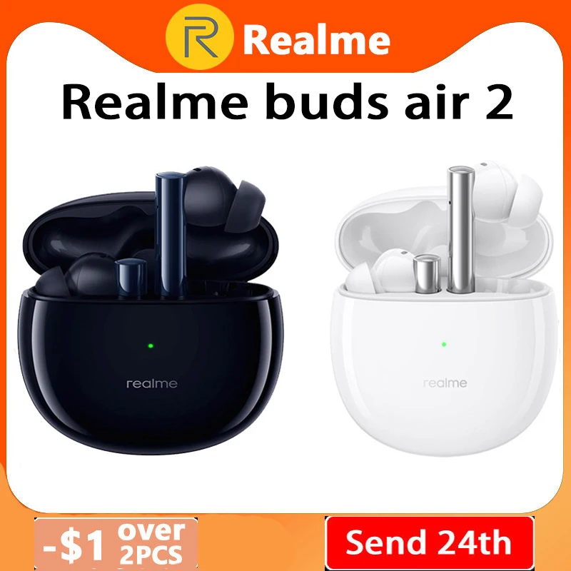 2021 new realme buds air 2 ANC Wireless Bluetooth Earphone 25hrs Total Playback 88ms Super Low Latency 10mm Hi-Fi Bass Boost | Электроника