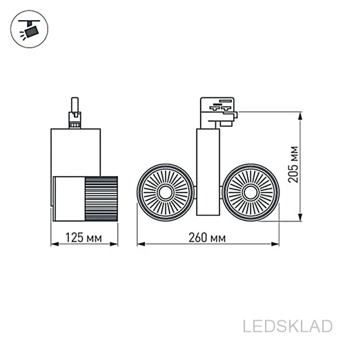 022055 Светодиодный светильник LGD 2271WH 2x30W 4TR Warm White 24deg (ARL IP20 Металл 3 года) 1шт.