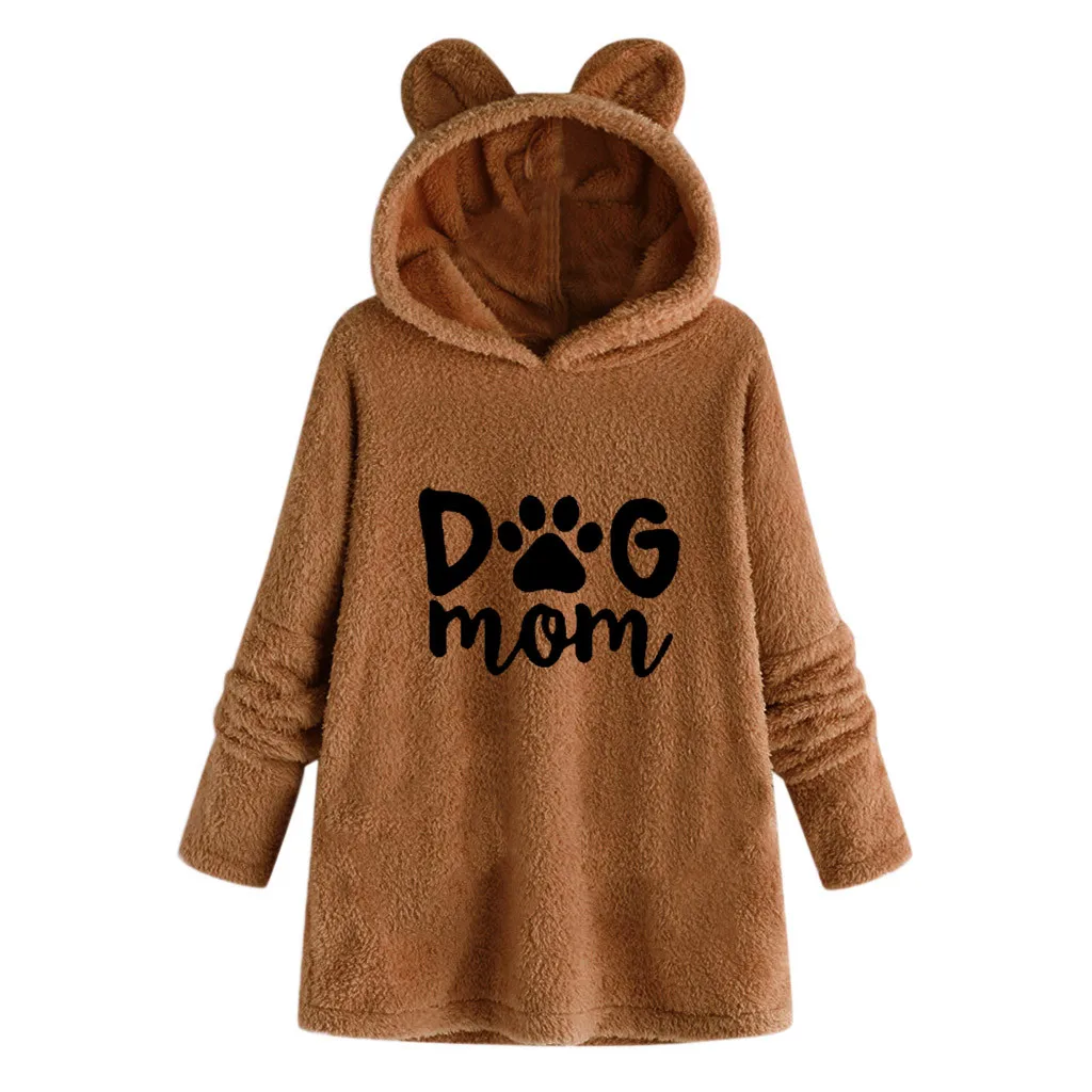Coffee Ropa mujer bluza damsk толстовки для женщин размера плюс с принтом вышивка плюш больше размера d толстовка с капюшоном с воротником и длинными рукавами Женская толстовка - Цвет: Coffee