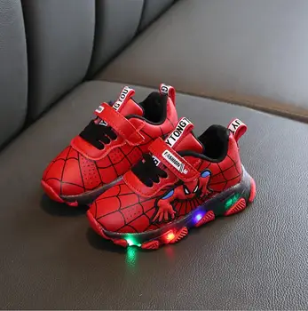 

SpiderMan LED Children Shoes Boys Light Basket Girl Glowing Sneakers Toddler Baby Luminous Sneakers Kids Light Up Shoes