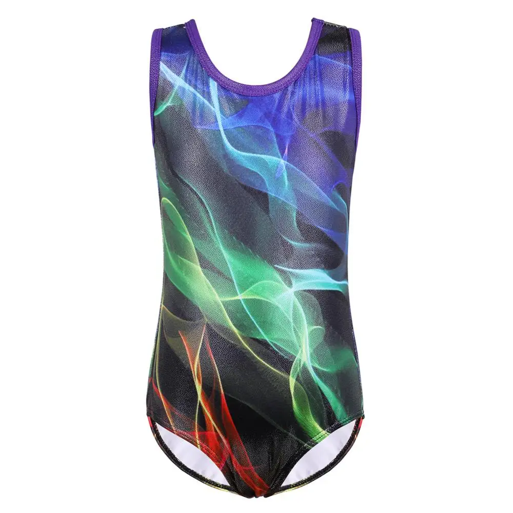 BAOHULU Toddler Girl Dance Leotards Sleeveless Kids Skate Gymnastics Leotard Jumpsuit Colorlines Acrobatics for Girls Dance Wear