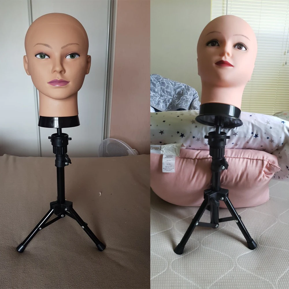 Female Bald Mannequin Head With Stand Cosmetology Practice African Training Manikin Head With Wig Stand Tipod For Mannequin Wigs
