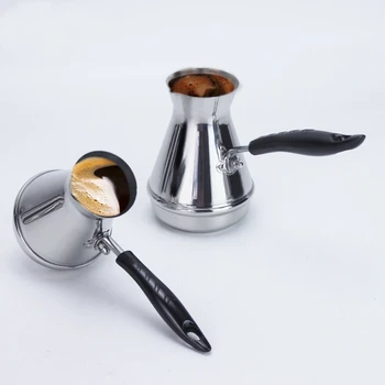 

European Long Handle Moka Pot Portable Turkish Arabian Stainless Steel Coffee Pot Butter Melting Pot Coffee Utensils 350Ml