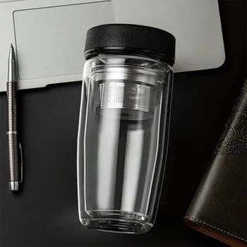 

Office Double Wall Glass Bottle Portable Drinking Glass Water Bottle Glass Filter Copo Duplo Kettles Drinking Glass Cups QZL081
