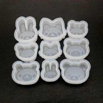

9Pcs Zoo Animals Bear Rabbit Fox Pendant Silicone Resin Mold Jewelry Making Tool