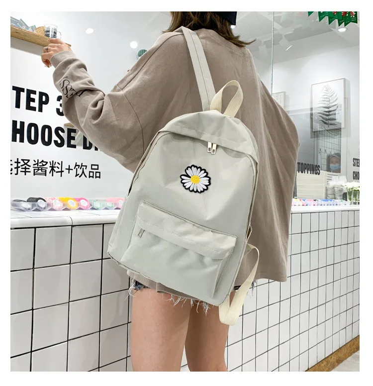 Daisy Small Backpack for School Teenagers Girls Canvas Women Backpack White Bookbag Fashion Travel Trend Mochilas Para Mujer