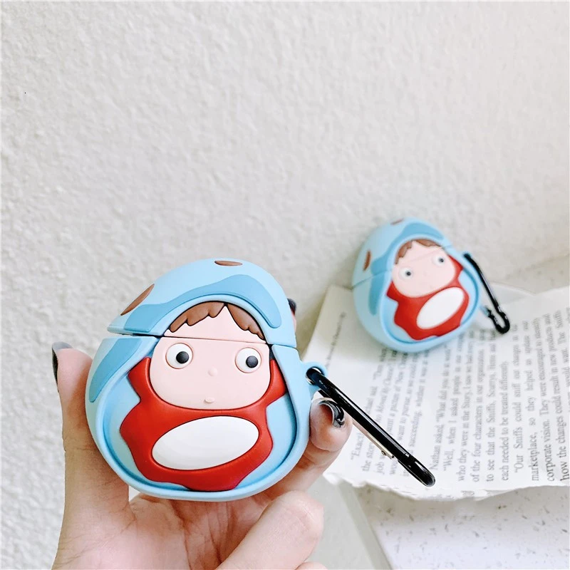 Для Airpods защитный чехол 3D милый мультфильм Ponyo беспроводной Bluetooth наушники чехол для Apple Airpods 2 Силиконовый наушник чехол