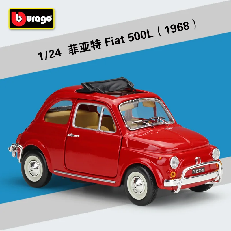 Bburago 1:24 Fiat 2007 Fiat 500 модель автомобиля из сплава Коллекционная игрушка Подарки - Цвет: 1968 Flat 500L